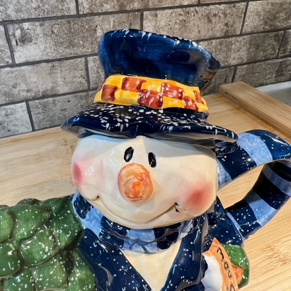 Young’s Inc. Ceramic Snowman Teapot Christmas Tree Spout “I Love Snow” Gift - Picture 2 of 8